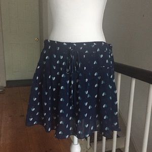 America Eagle Outfitters Blue Skirt with Hearts